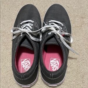 Vans Women's Grey and Pink Canvas Sneakers